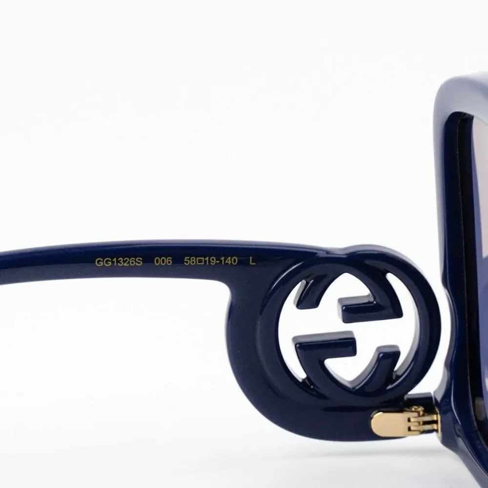NEW Gucci GG1326S 006 Violet Silver Mirror Oversized Square Women Sunglasses